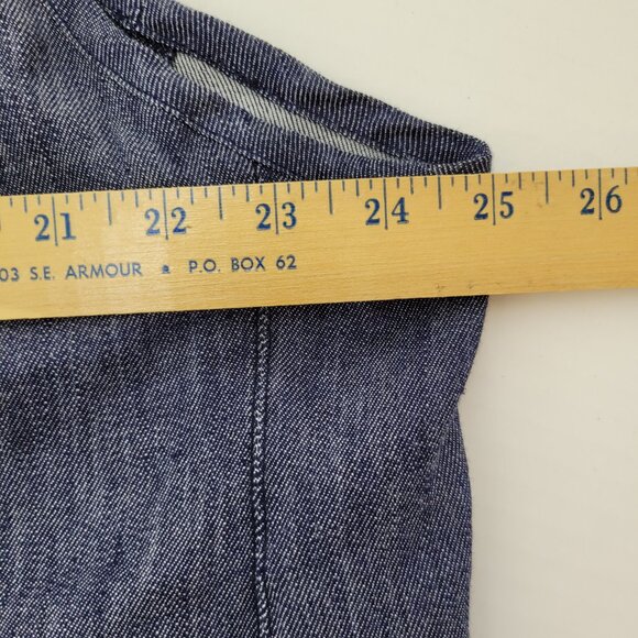 Karen Kane Vest Womens Plus 2X Blue Denim Black Faux Leather Moto Made in USA - Picture 11 of 14